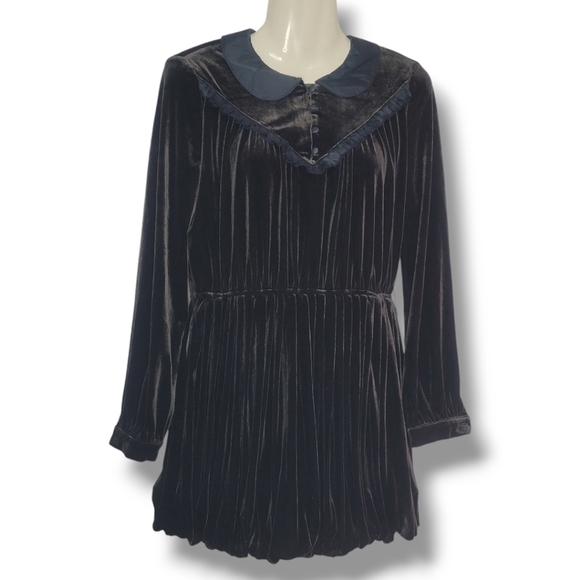 ✨️NWT✨️ GRACIA - Small Dressy Black Velvet Tunic - Picture 2 of 8